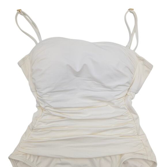 La Blanca Women's Island Goddess Shirred Bandeau One Piece Ivory Size 6 - Picture 3 of 9